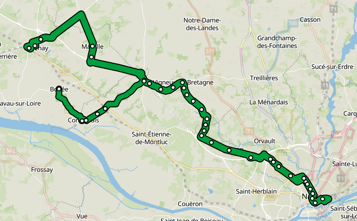 Tracé de la ligne de car 320
