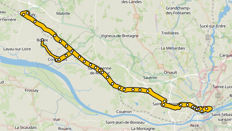 Tracé de la ligne de car 350